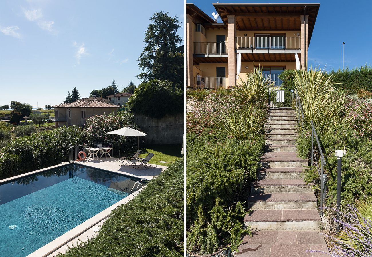 Ferienwohnung in Polpenazze del Garda - Pegaso: mit Balkon mit Seeblick, Pool und Garage