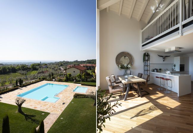 Apartament w Puegnago sul Garda - Loft La Torretta con vista lago e piscina